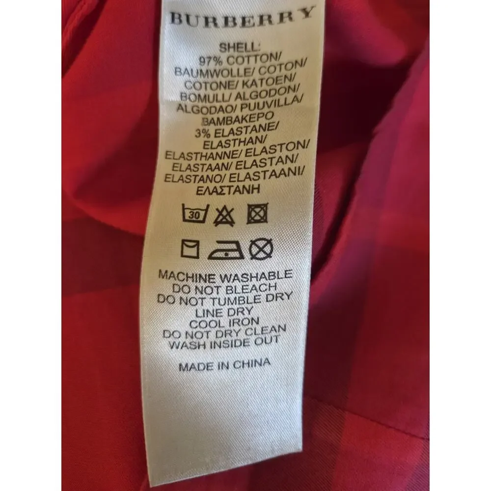 Burberry Brit Red Plaid Cotton Shirt Button Front Long Roll Tab Sleeve Womens XL - Picture 3 of 9